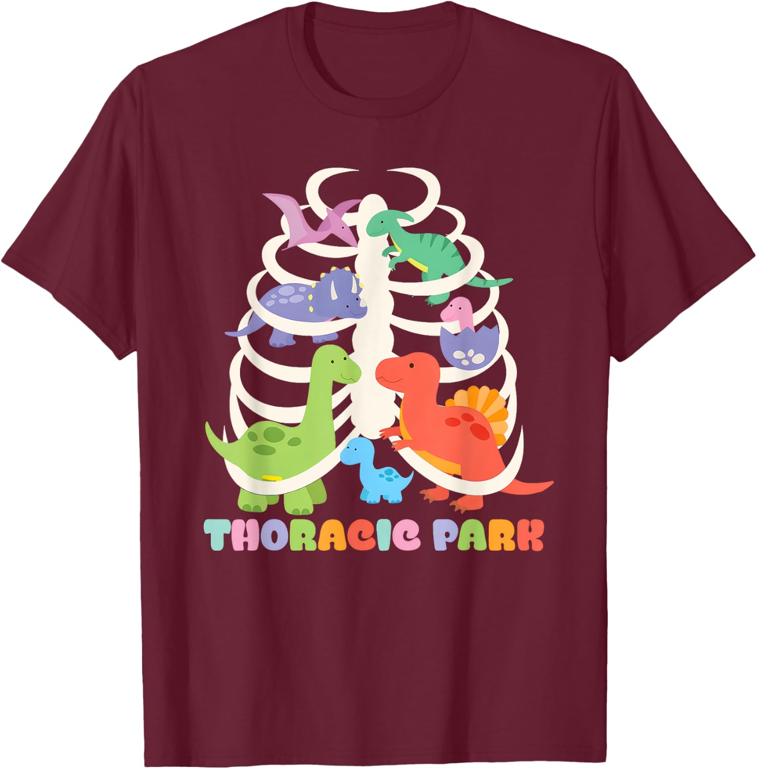 Funny Thoracic Park Dinosaur Nurse Squad Nursing Students T-Shirt - T-Shirt | Maroon