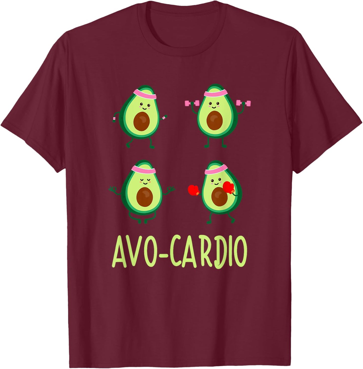 Avo-Cardio Avocardio Time Fitness Avocado Vegan Sport T-Shirt - T-Shirt | Maroon