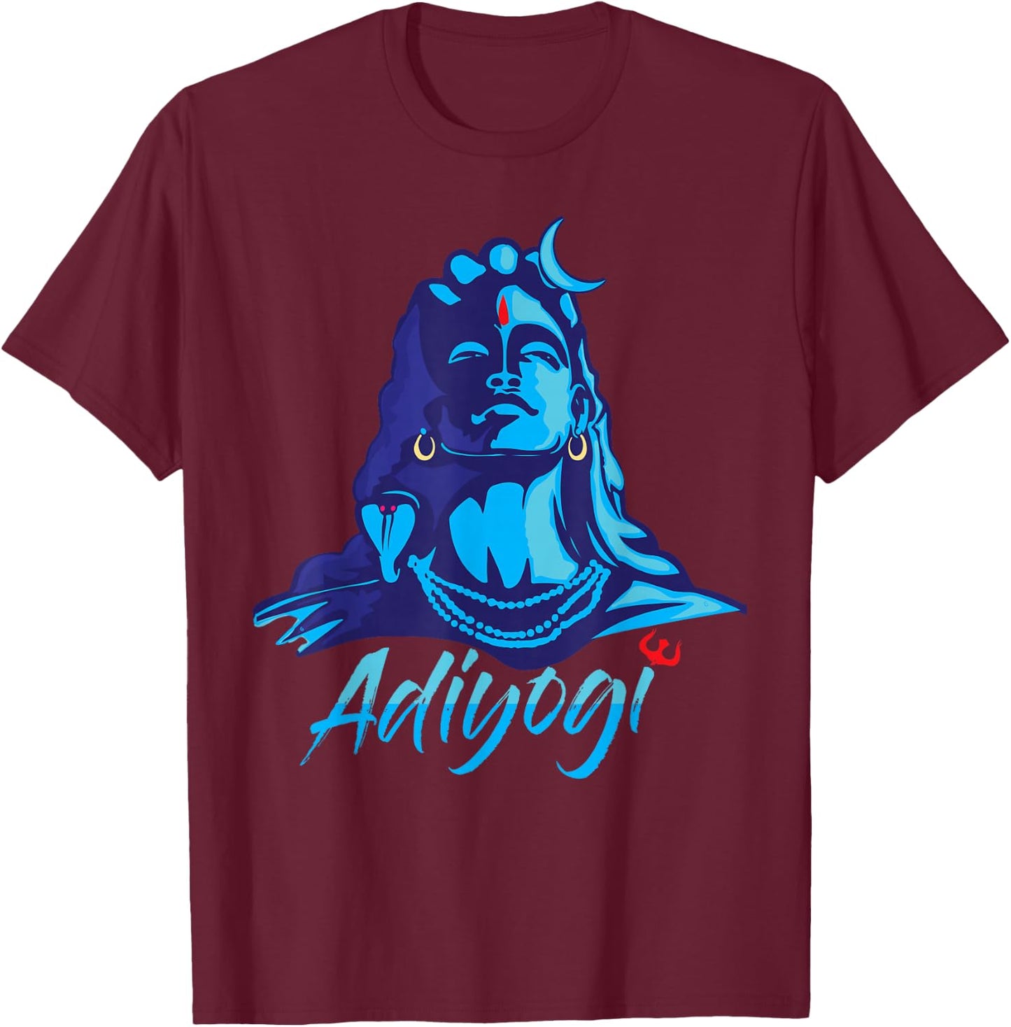 Adiyogi or Adhi Yogi Shiva Mahadev Blue Hindu Maha Shivratri T-Shirt - T-Shirt | Maroon