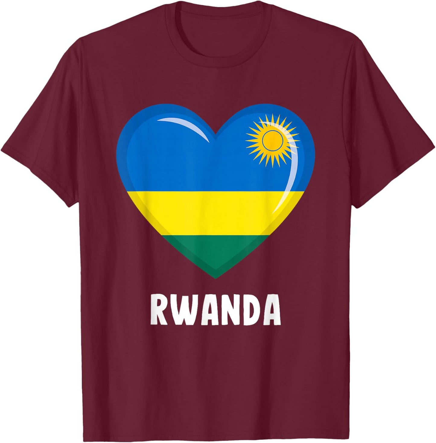Rwanda flag jersey, Rwanda T-Shirt - T-Shirt | Maroon