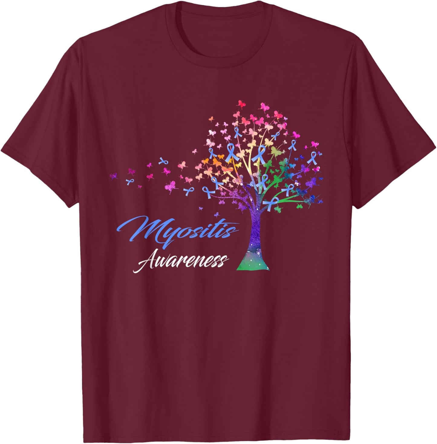 Tree Ribbon Myositis Awareness T-Shirt - T-Shirt | Maroon
