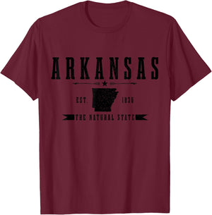 Arkansas Est. 1836 Vintage USA America Souvenir T-Shirt - T-Shirt | Maroon