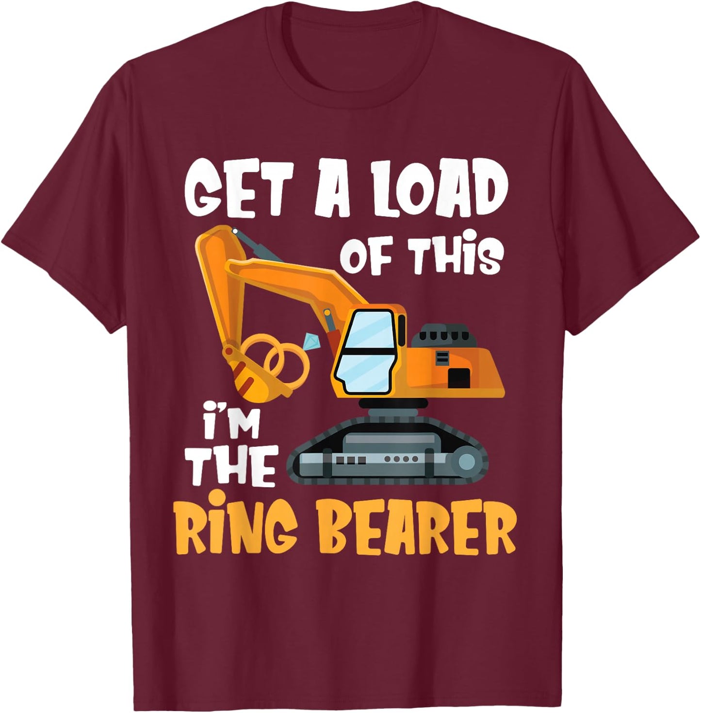 Funny Wedding Party Ring Bearer Excavator Boys Ring Bearer T-Shirt - T-Shirt | Maroon
