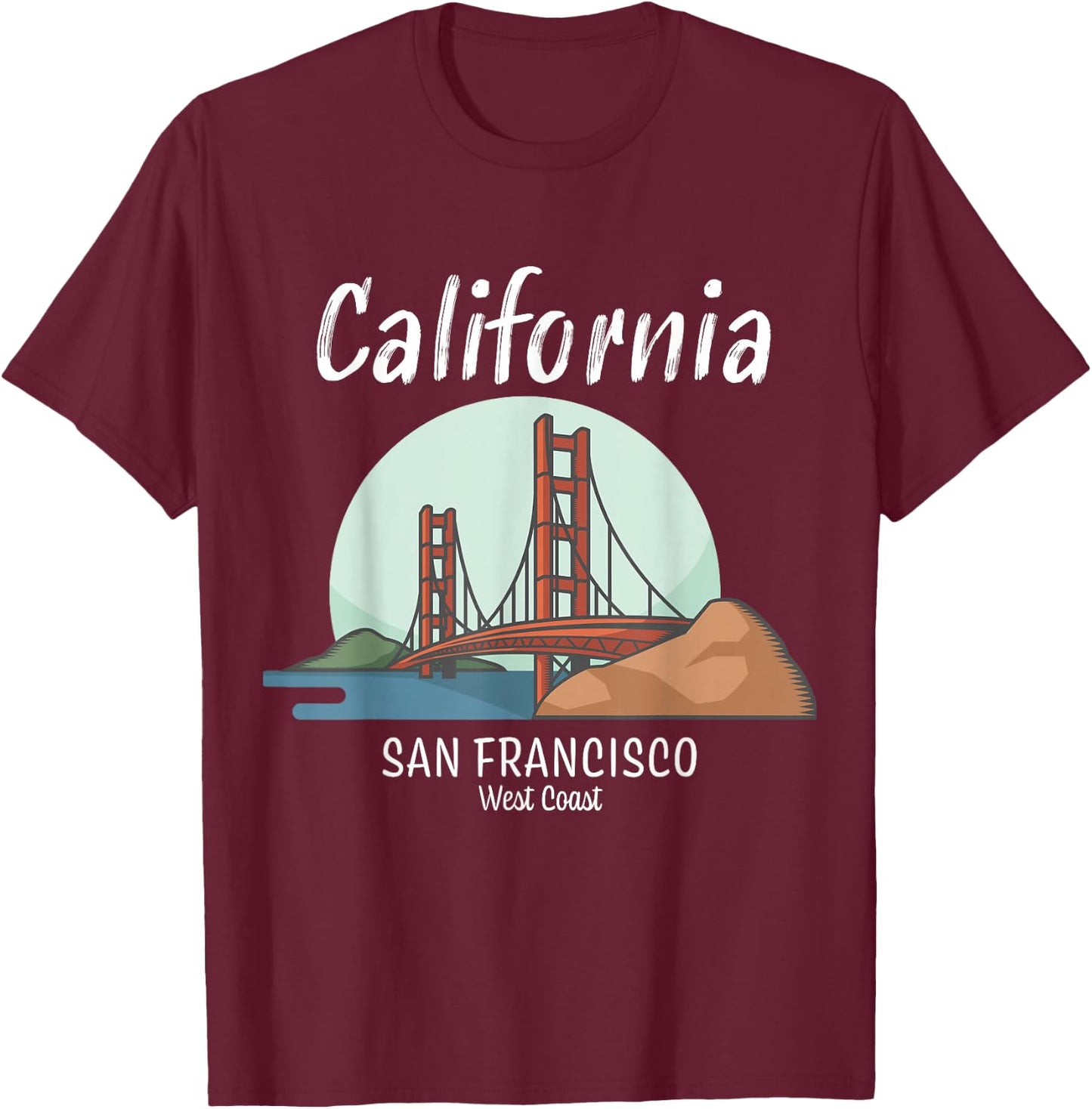 Golden Gate Bridge Gift Design | California | San Francisco T-Shirt - T-Shirt | Maroon
