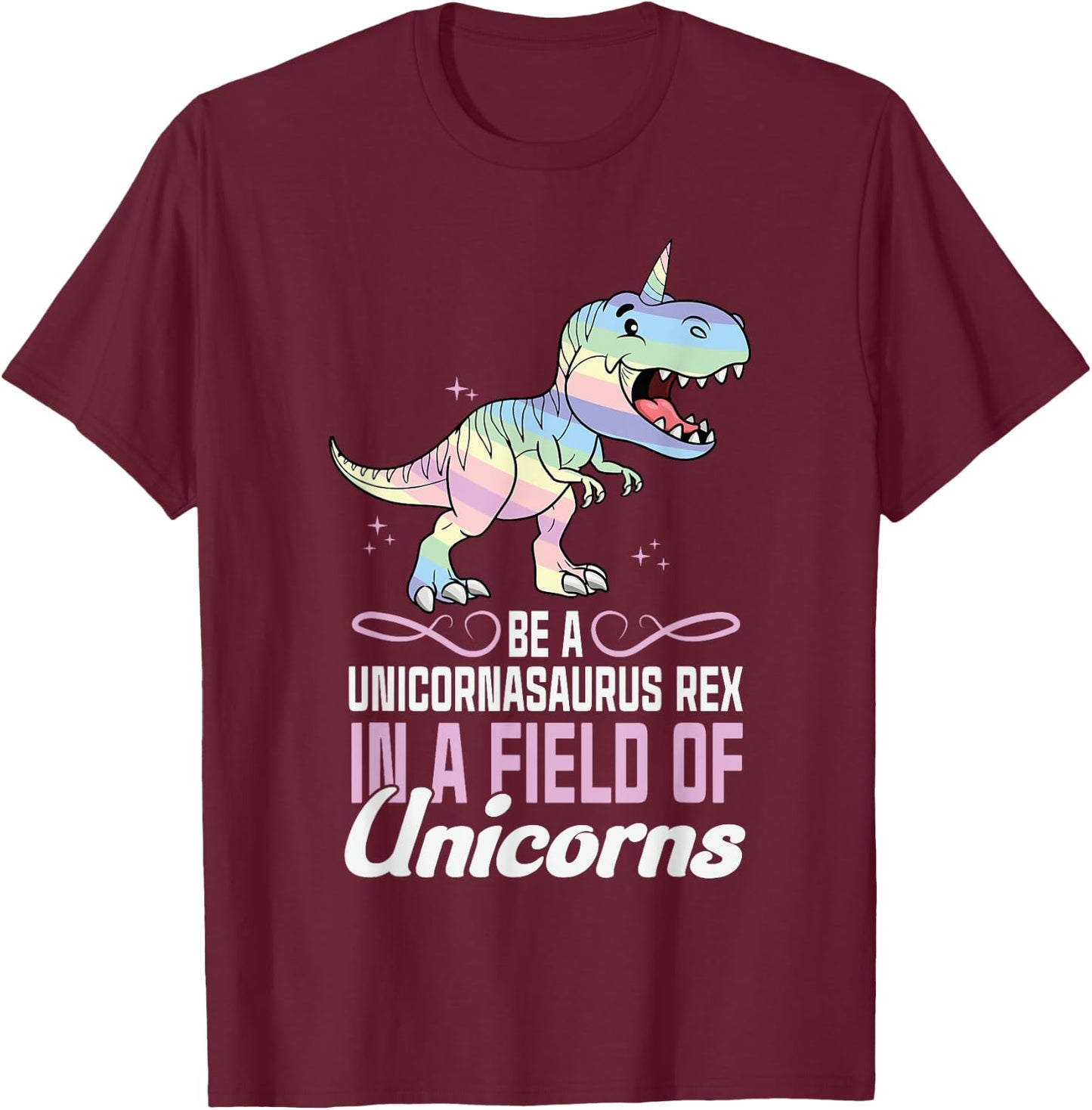 Cute Dinocorn Dinosaur Girls Unicorn T-Shirt - T-Shirt | Maroon