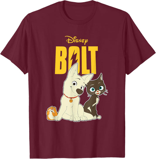 Disney Bolt Mittens & Rhino Best Friend Group Poster T-Shirt - T-Shirt | Maroon