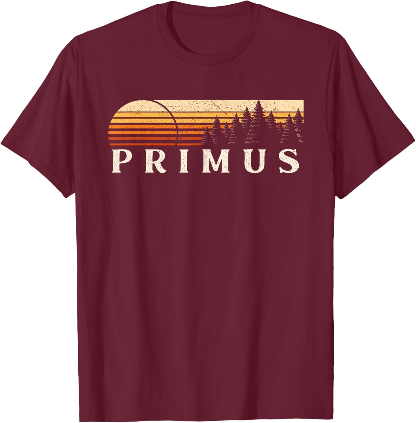 Primus, SC Vintage Evergreen Sunset Eighties Retro T-Shirt - T-Shirt | Maroon