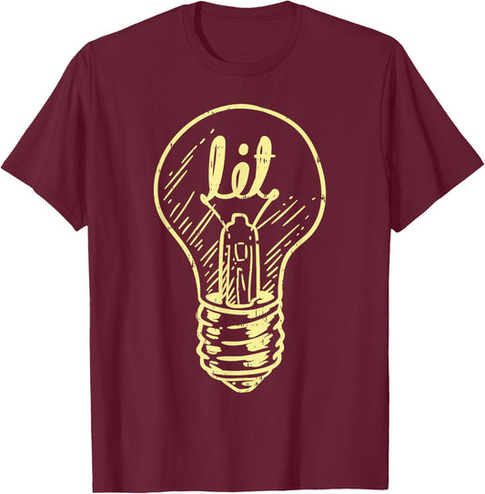 Lit Light Bulb Master Electrician Lineman Men Women Gift T-Shirt - T-Shirt | Maroon