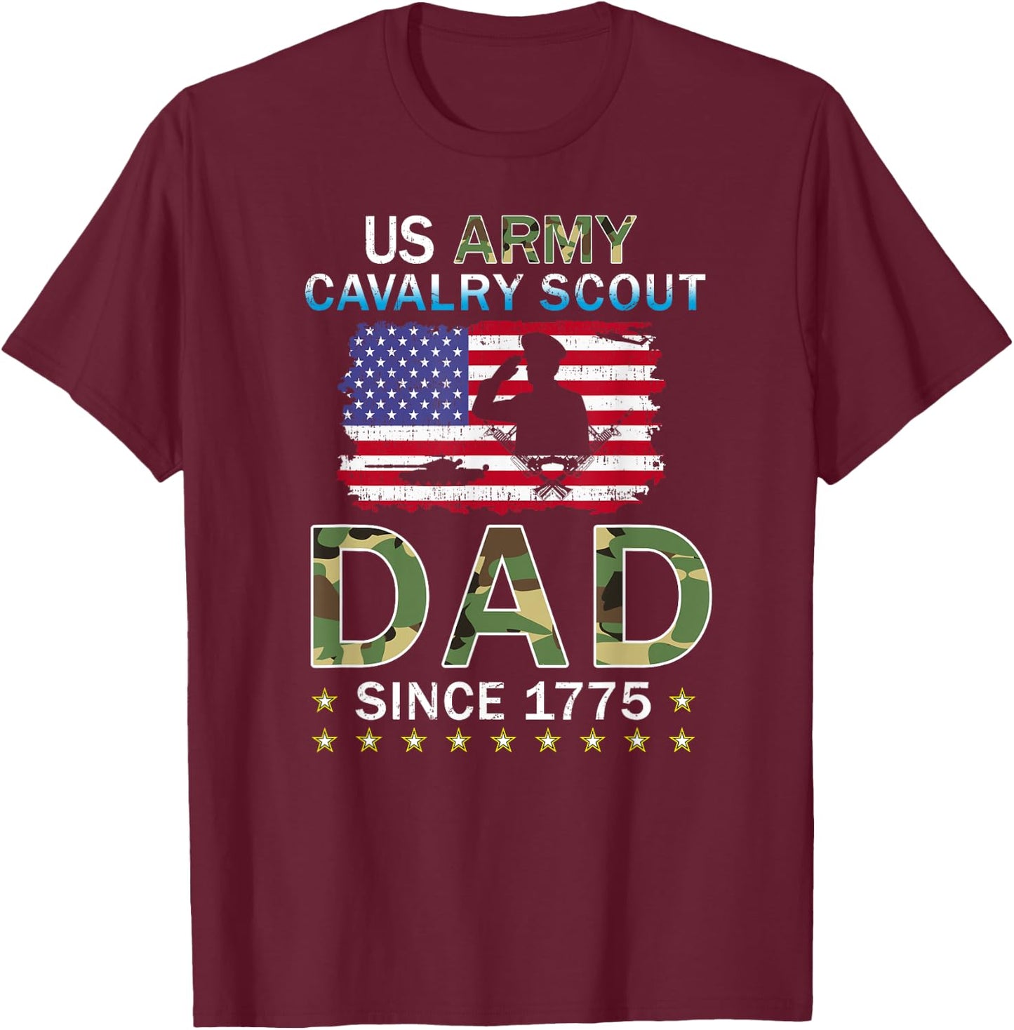 Proud Army Dad-Proud Cavalry Scout Dad Camouflage Army T-Shirt - T-Shirt | Maroon