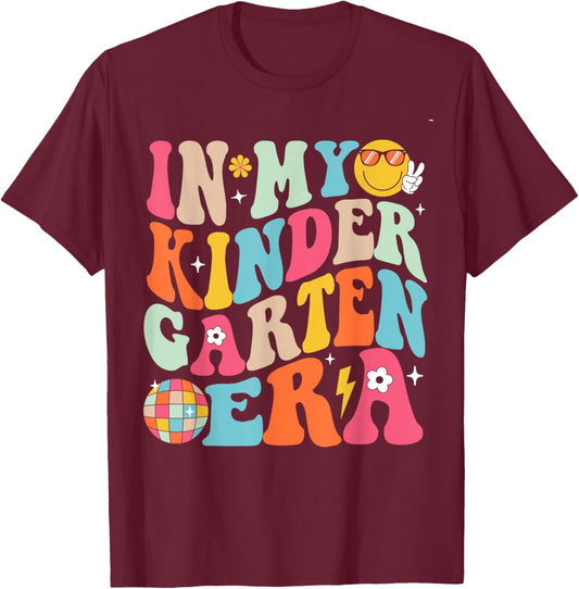 In My Kindergarten Era Boys Girls Back To School Kinder T-Shirt - T-Shirt | Maroon