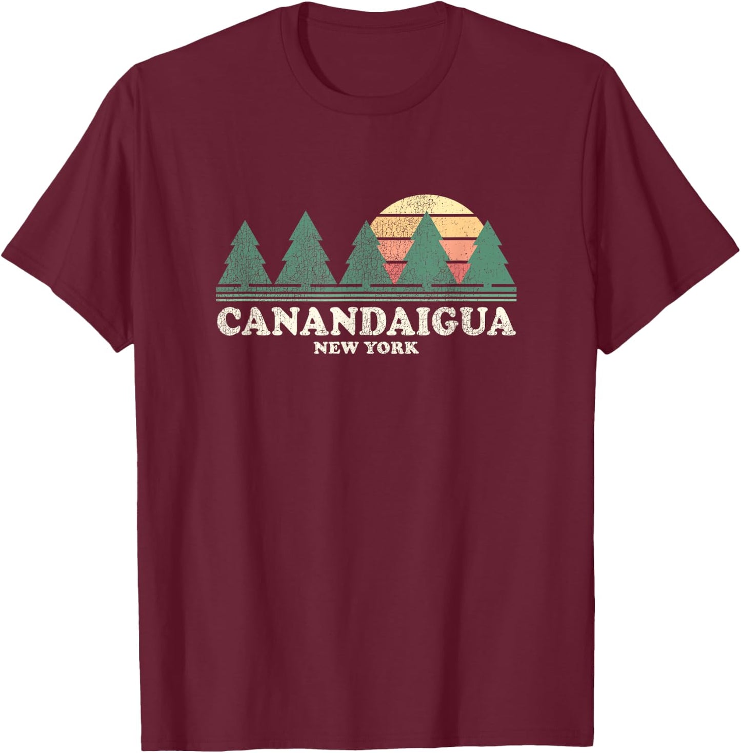 Canandaigua NY Vintage Throwback Retro 70s Design T-Shirt - T-Shirt | Maroon