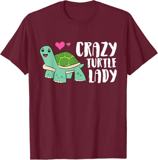 Crazy Turtle Lady Women Turtle Girl T-Shirt - T-Shirt | Maroon