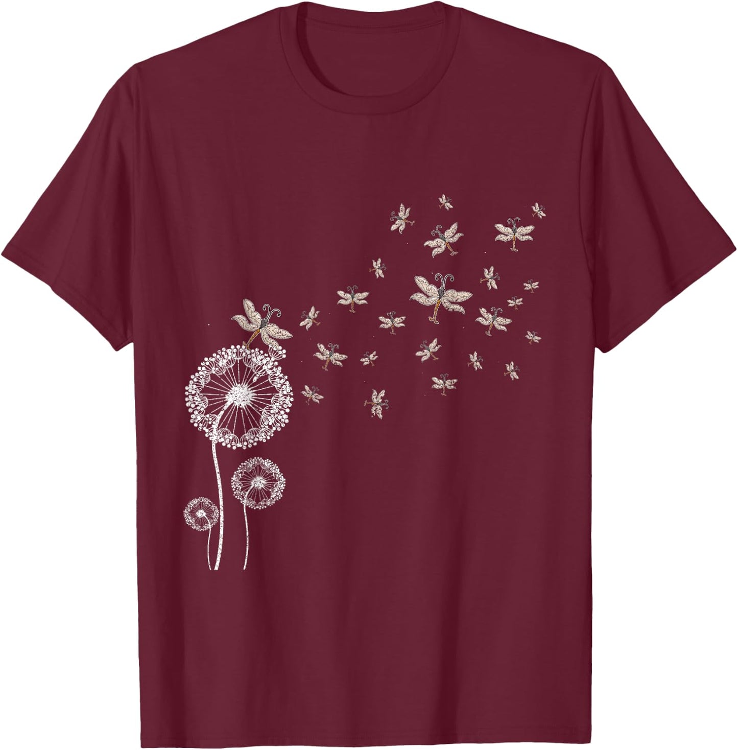 Dragonfly Dandelion T-Shirt - T-Shirt | Maroon