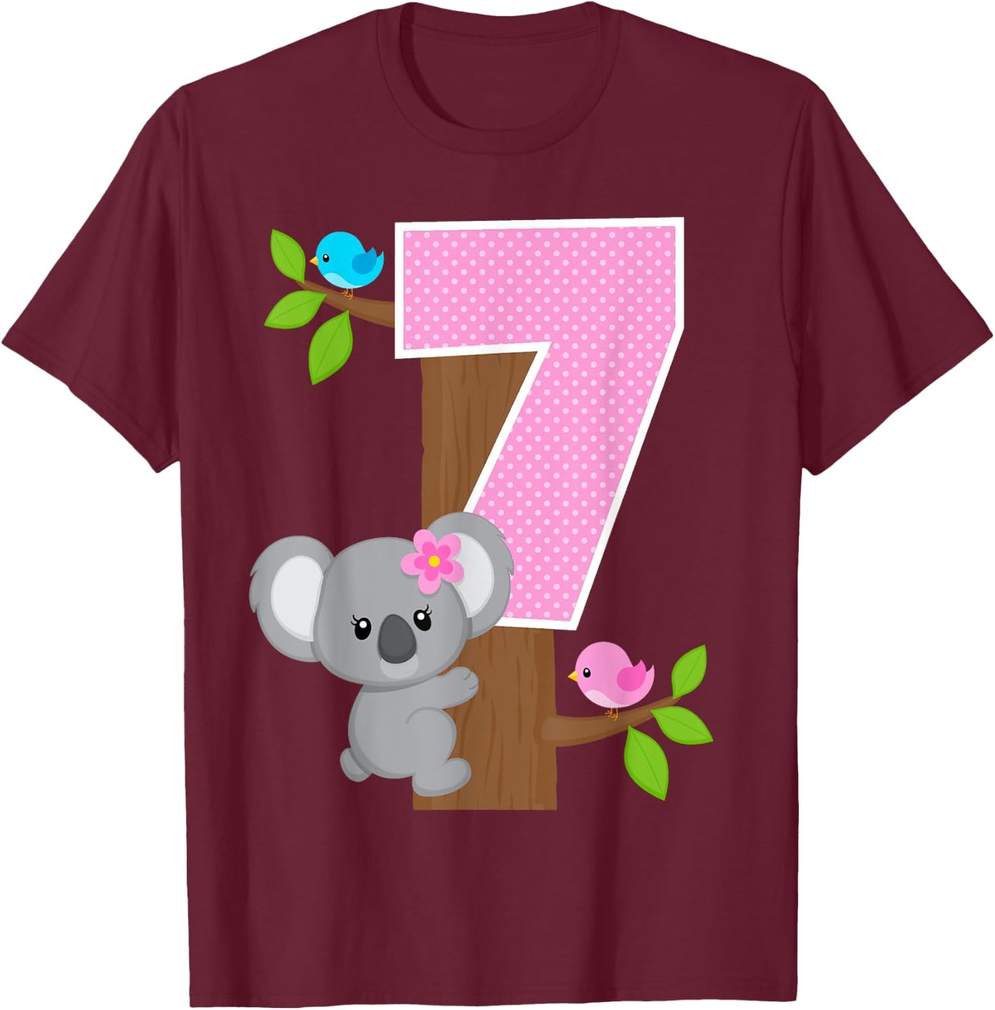 Koala Bear 7th Birthday Girl 7 Year Old Birthday Koalas Bday T-Shirt - T-Shirt | Maroon
