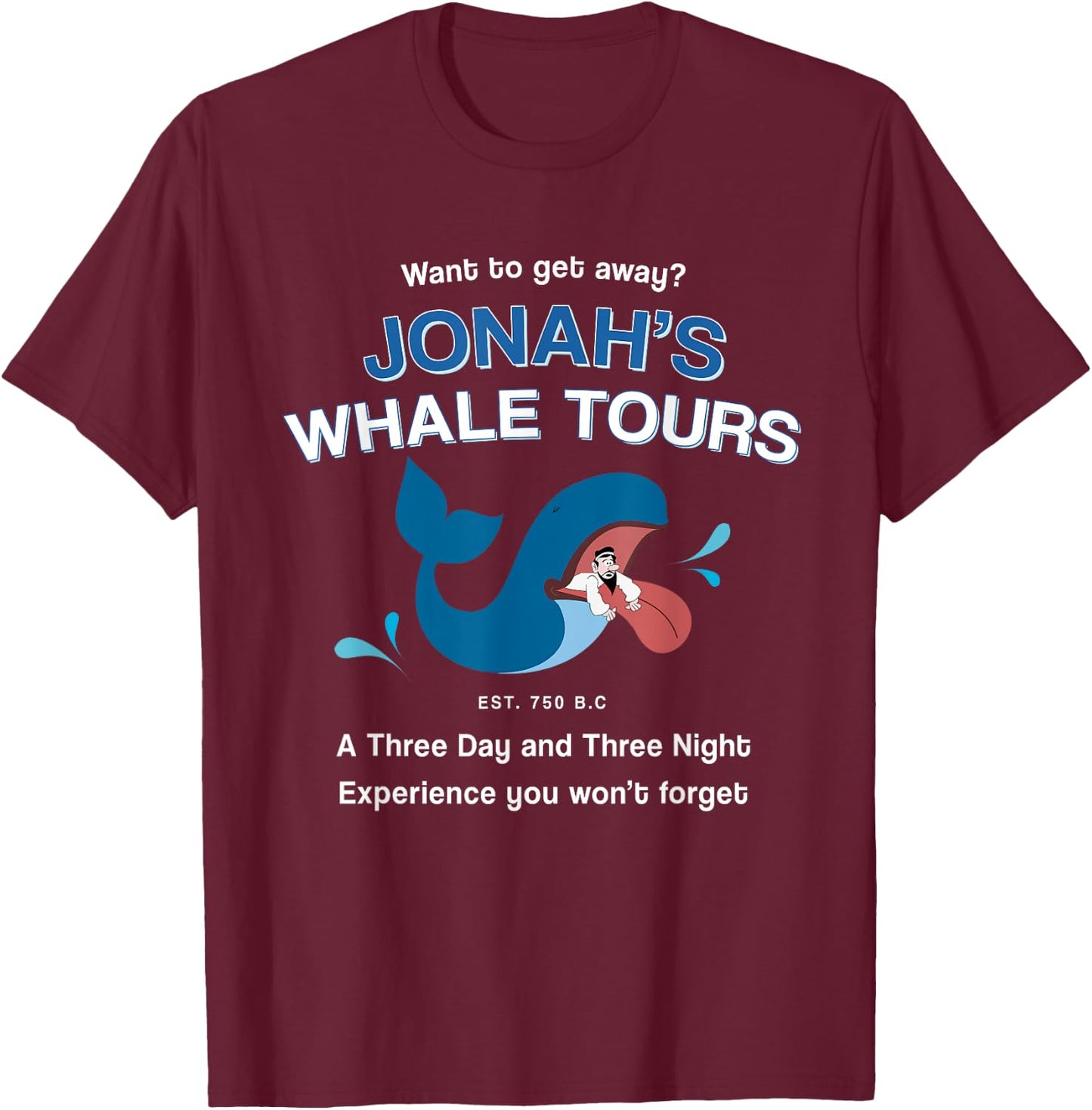 Funny Christian Gifts religious Bible verses Jonah's Whale T-Shirt - T-Shirt | Maroon