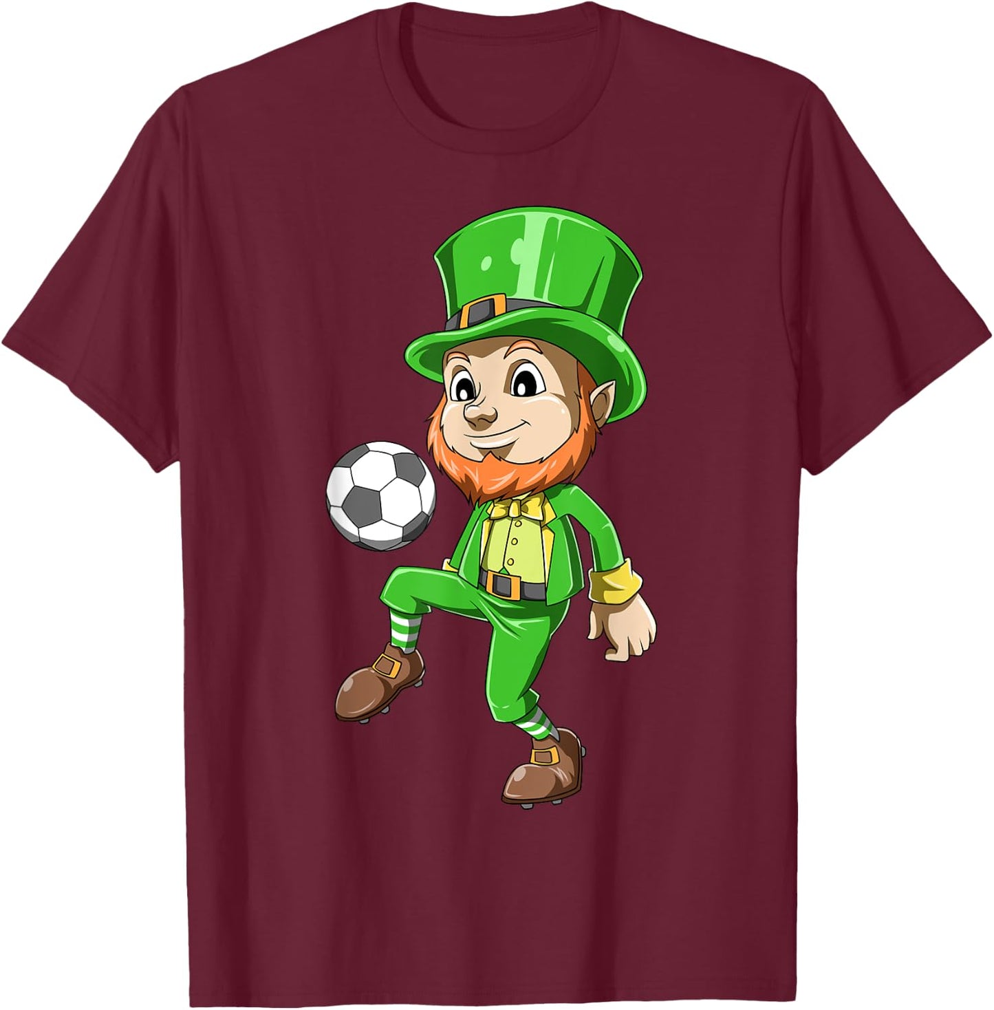 St Patrick's Day Soccer Irish Leprechaun Lucky Soccer Player T-Shirt - T-Shirt | Maroon