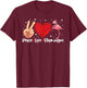 Peace Love Flamingo Hand Sign Heart Flamingo Lovers T-Shirt - T-Shirt | Maroon