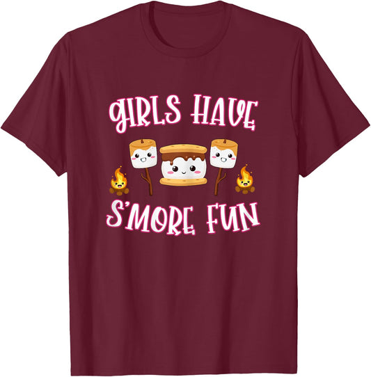 Funny Camping Smores Girls Have Smore Fun Cute Kawaii Smores T-Shirt - T-Shirt | Maroon