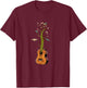 Flowers Birds Tree Nature Guitar T-Shirt - T-Shirt | Maroon
