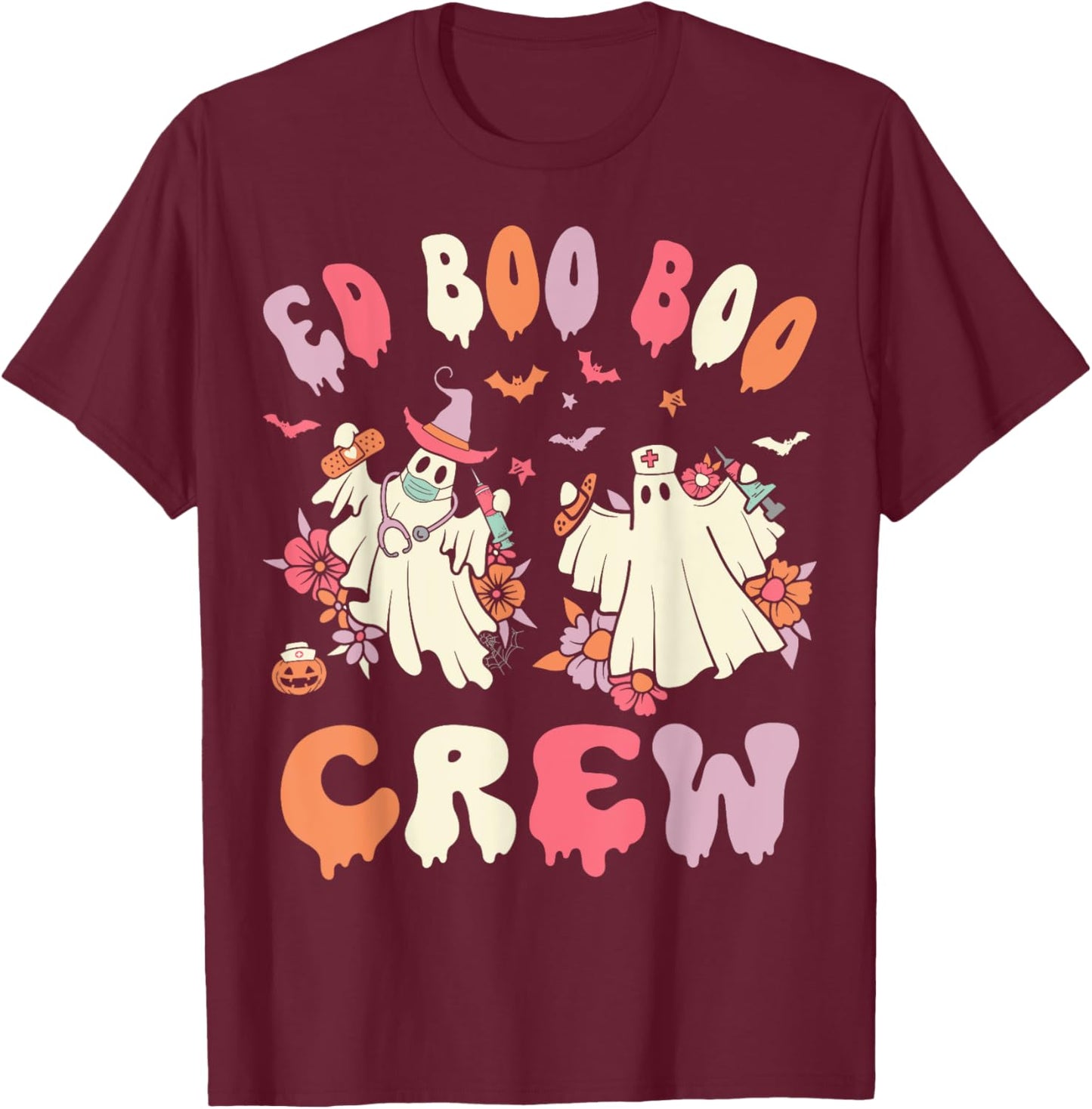 Cute Emergency Department Funny ER Nurse Halloween T-Shirt - T-Shirt | Maroon