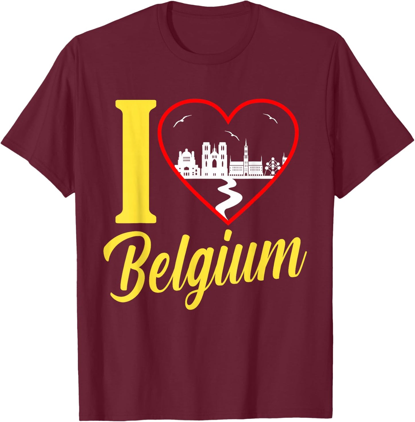 Funny Belgium Flag Shirt Roots From Usa Belgium T-Shirt - T-Shirt | Maroon