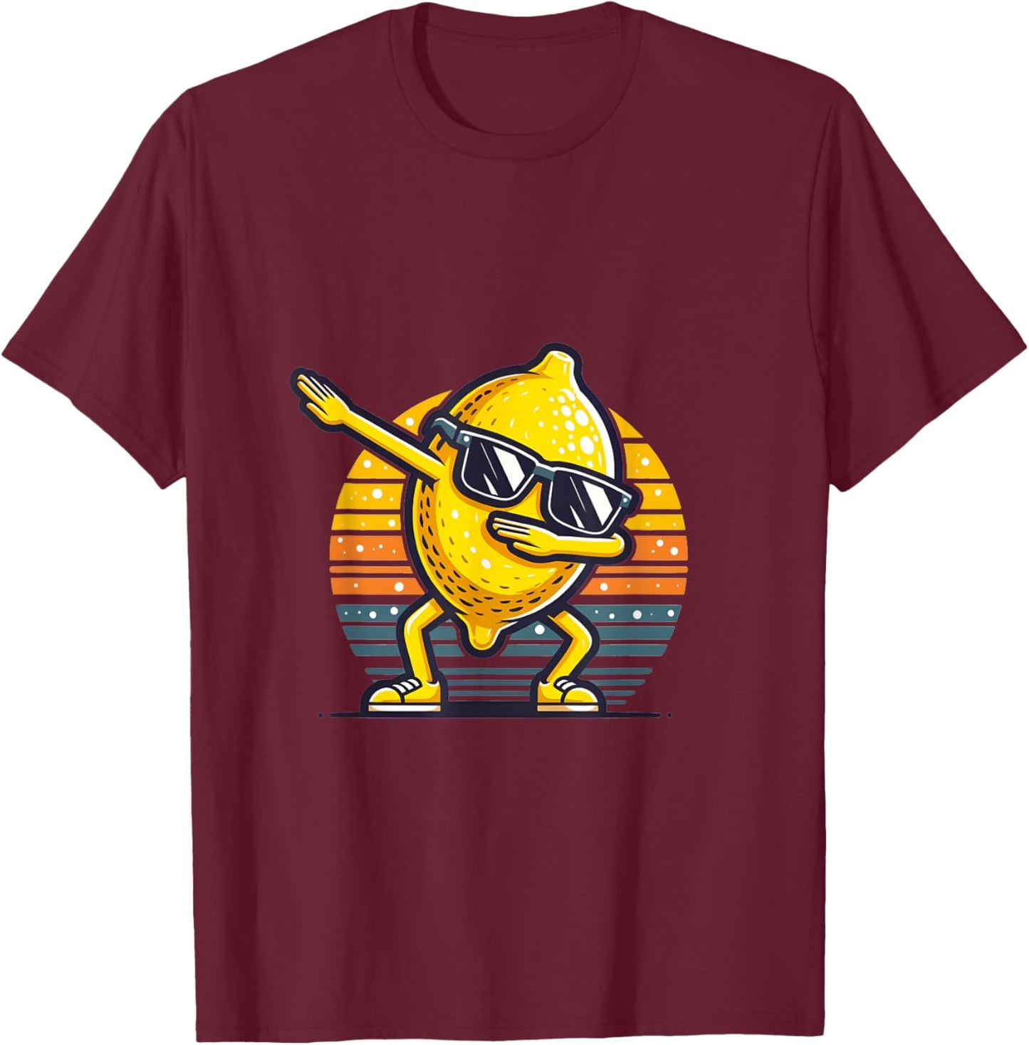Funny Dab Lemon Dancing Dabbing Retro Fruit T-Shirt - T-Shirt | Maroon