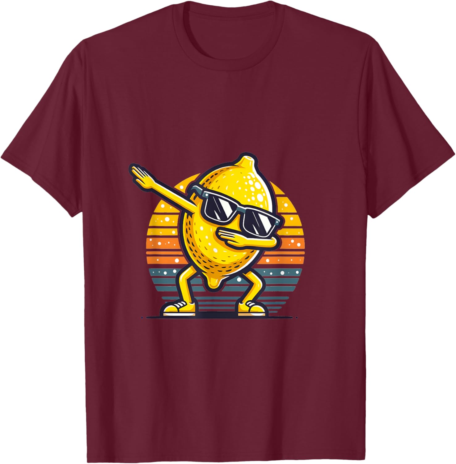 Funny Dab Lemon Dancing Dabbing Retro Fruit T-Shirt - T-Shirt | Maroon