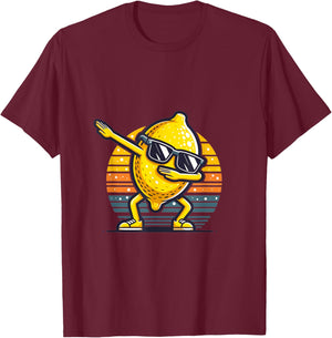 Funny Dab Lemon Dancing Dabbing Retro Fruit T-Shirt - T-Shirt | Maroon