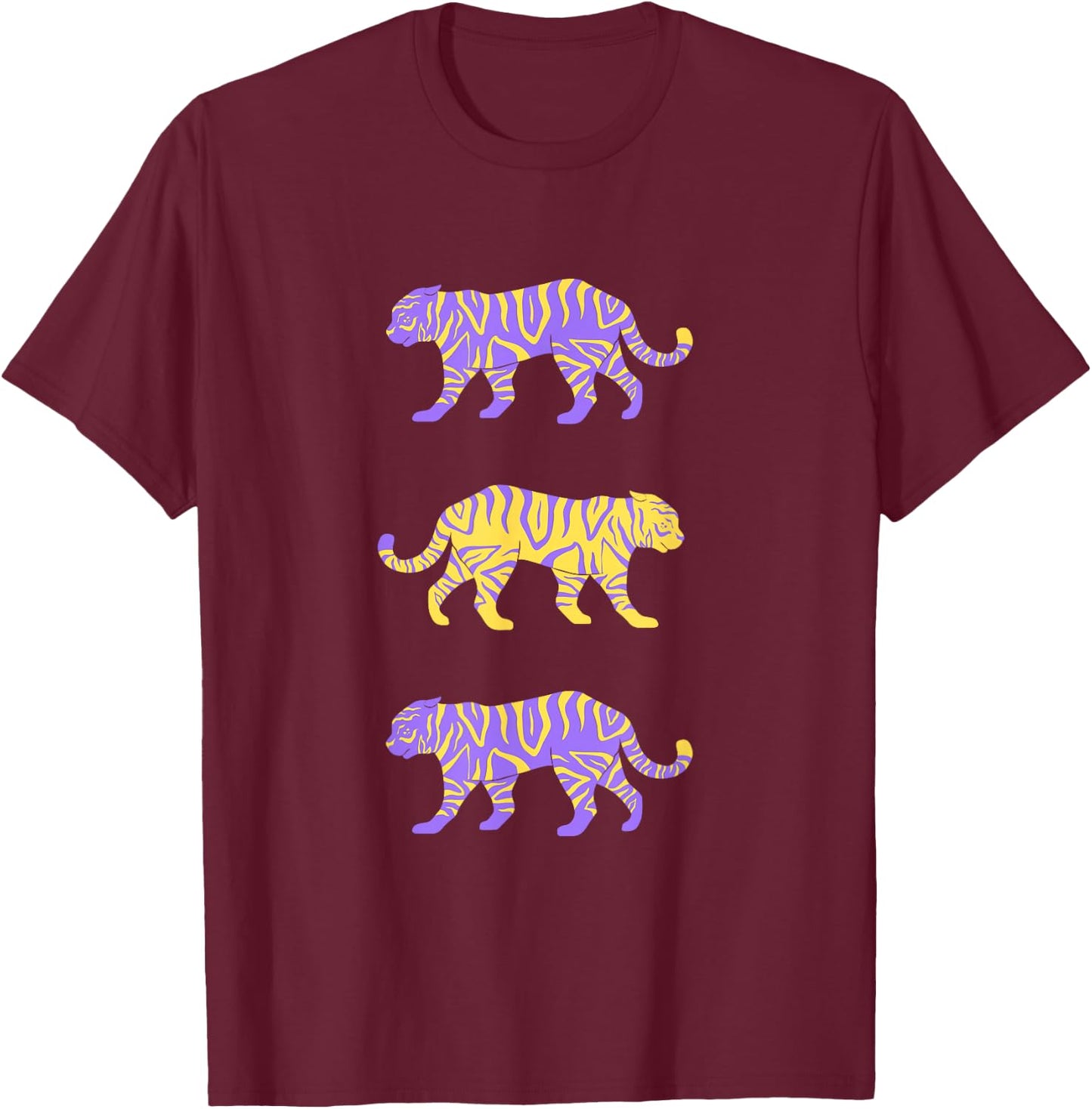 Baton Rouge Louisiana College Football Purple & Gold Tigers T-Shirt - T-Shirt | Maroon