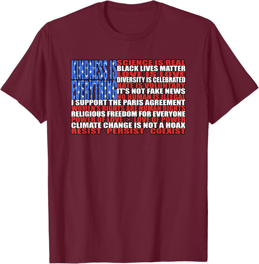 Political Protest American Flag - Equality, Science & Rights T-Shirt - T-Shirt | Maroon