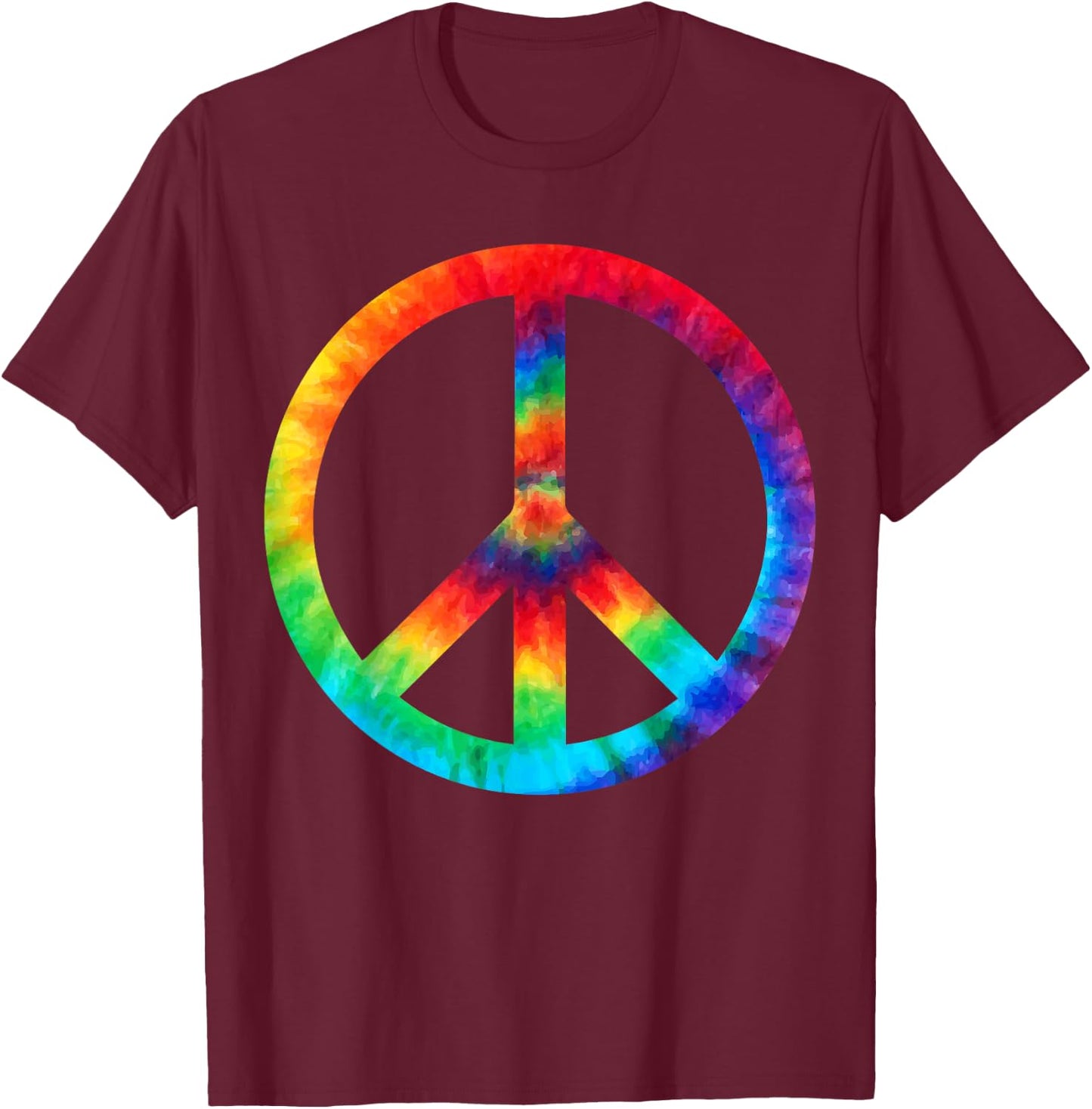 PEACE SIGN Tie Dye | Hippies Christmas s T-Shirt - T-Shirt | Maroon
