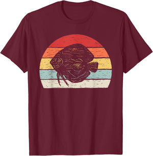 Catch Some Rays Vintage Retro Discus Fish Graphic - Black, Small T-Shirt - T-Shirt | Maroon