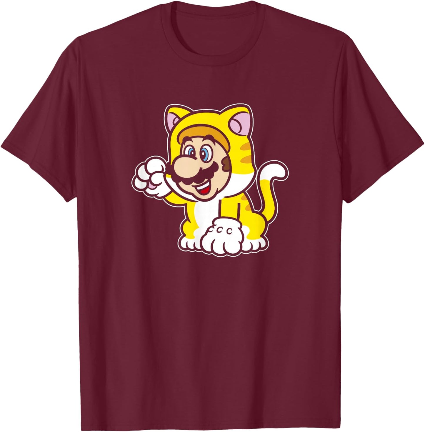 Super Mario 3D World Bowser's Fury Cat Mario Vintage Logo T-Shirt - T-Shirt | Maroon