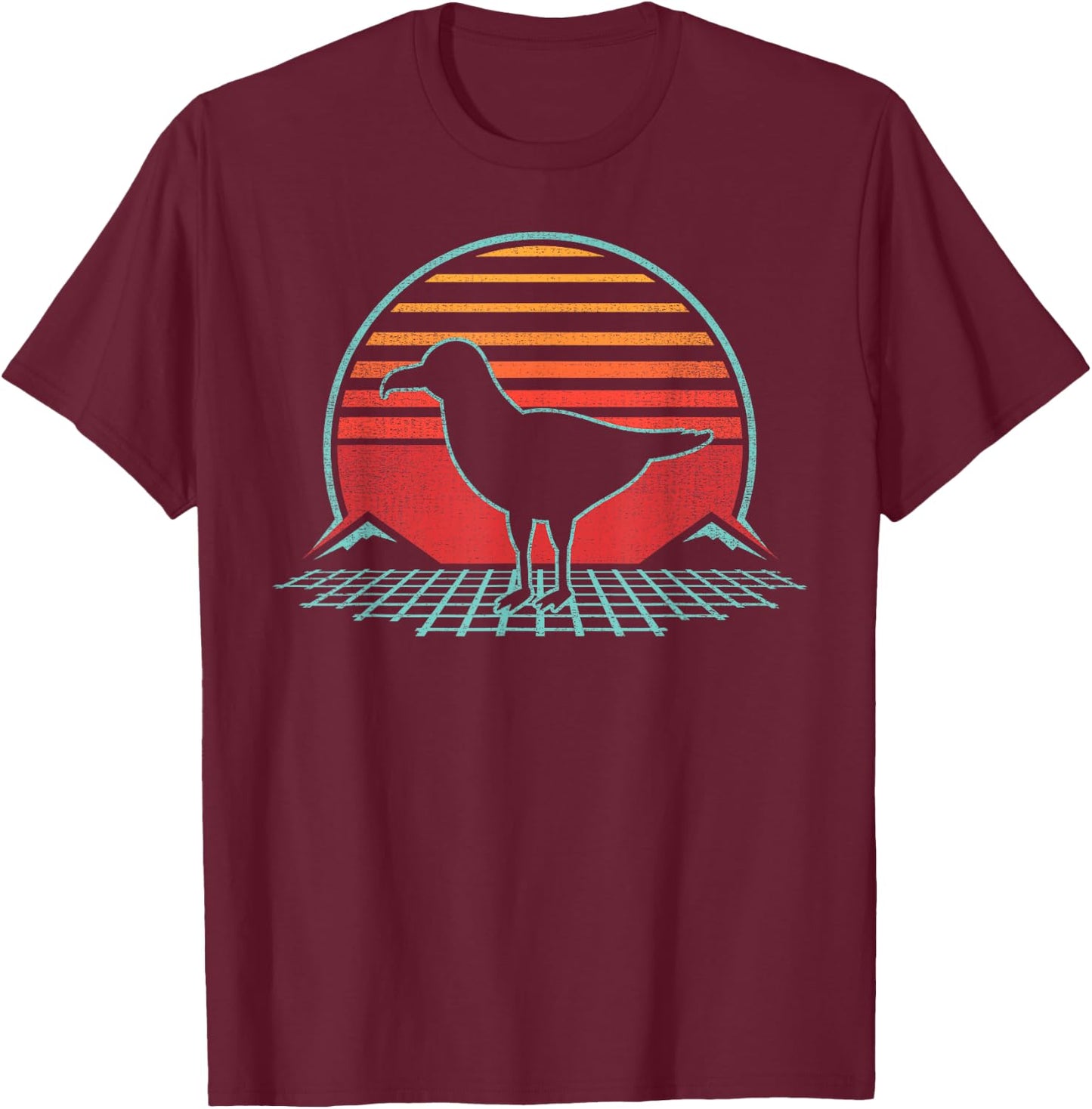Albatross Lover Bird Animal Retro Vintage 80s Style T-Shirt - T-Shirt | Maroon