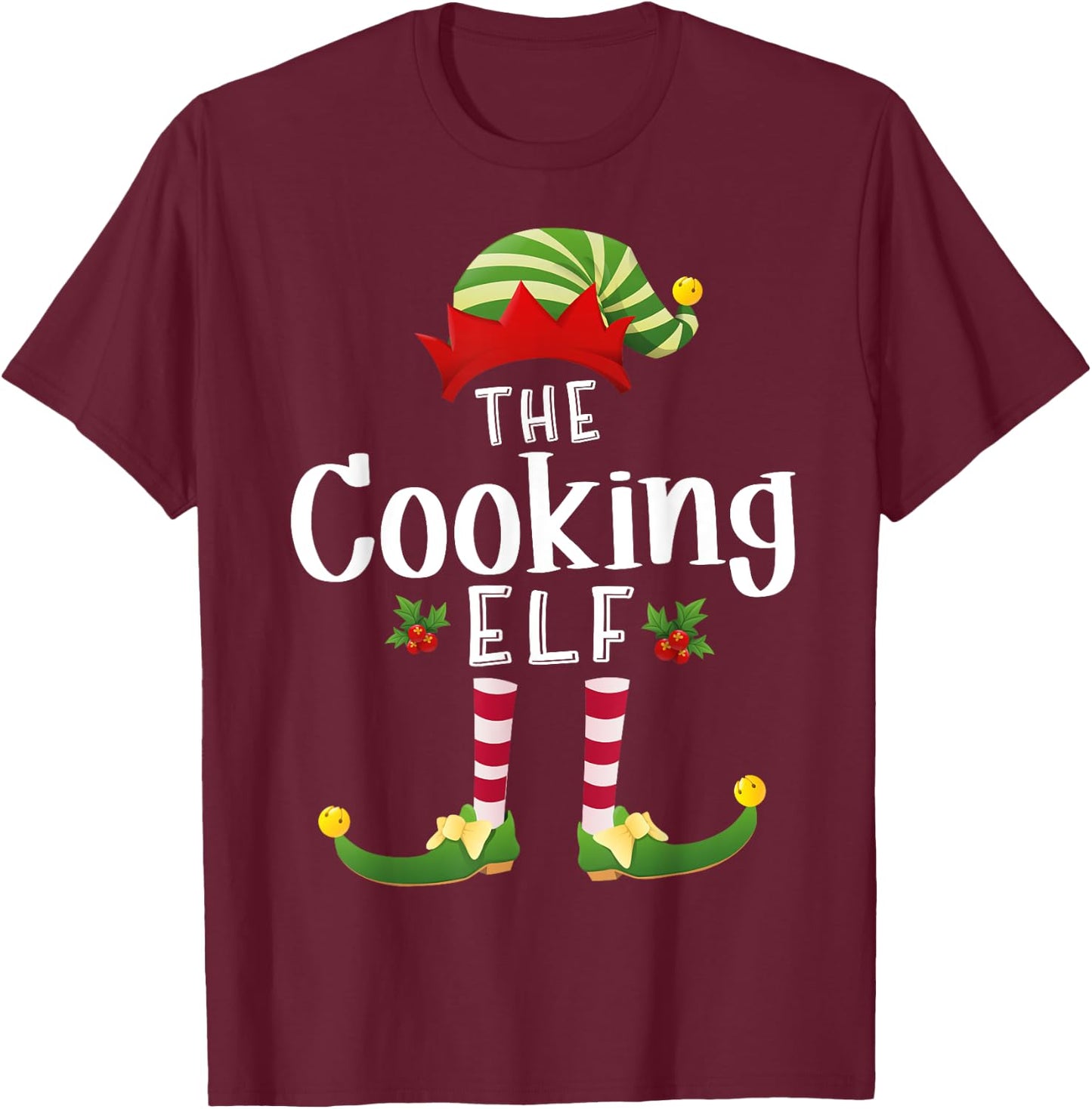Cooking Christmas Elf Matching Pajama X-Mas Party T-Shirt - T-Shirt | Maroon