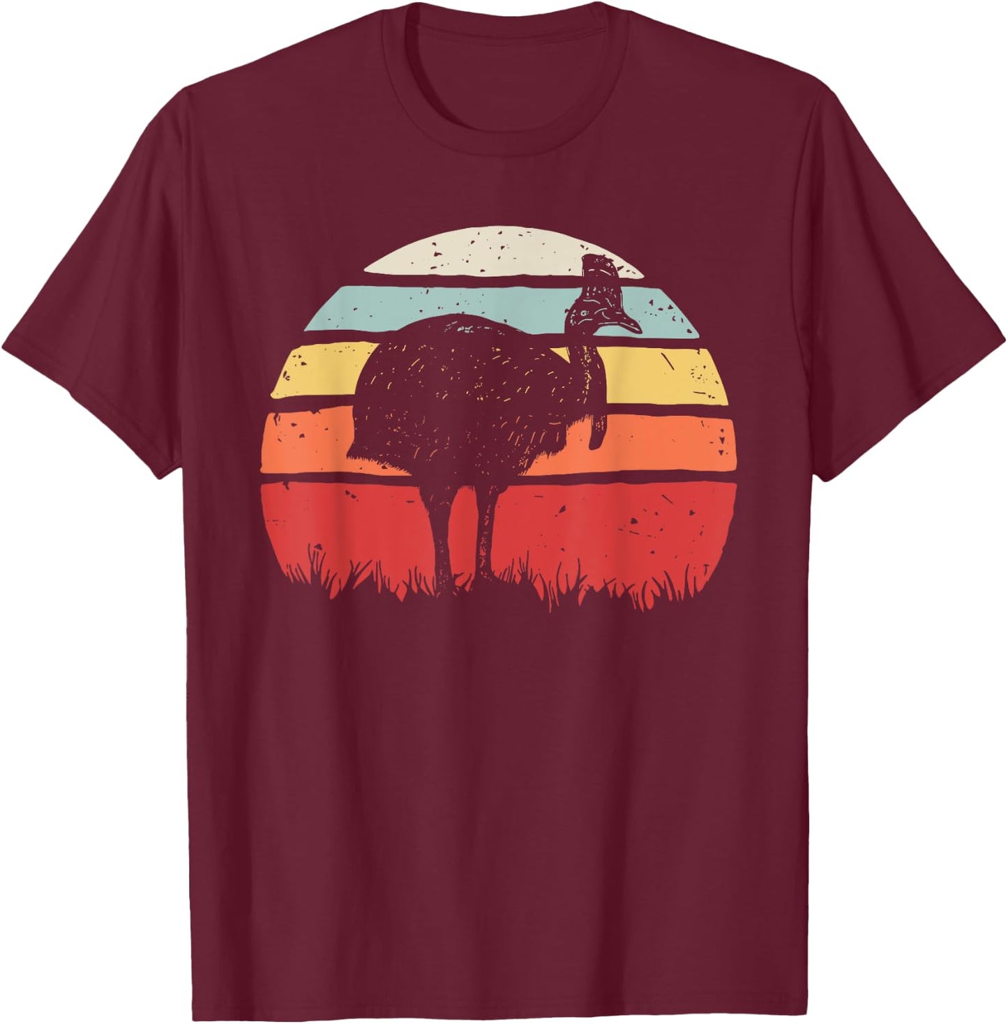 Vintage Retro Cassowary Bird T-Shirt - T-Shirt | Maroon