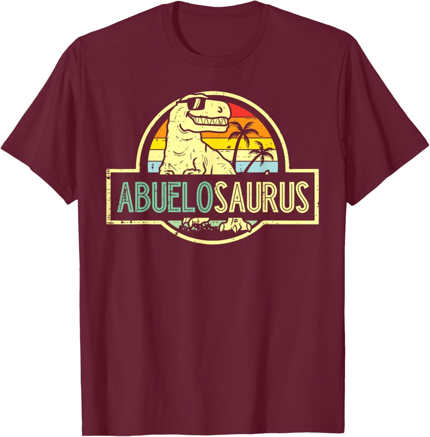 Fathers Day Dinosaur Abuelo Saurus Spanish Grandpa Trex Papa T-Shirt - T-Shirt | Maroon