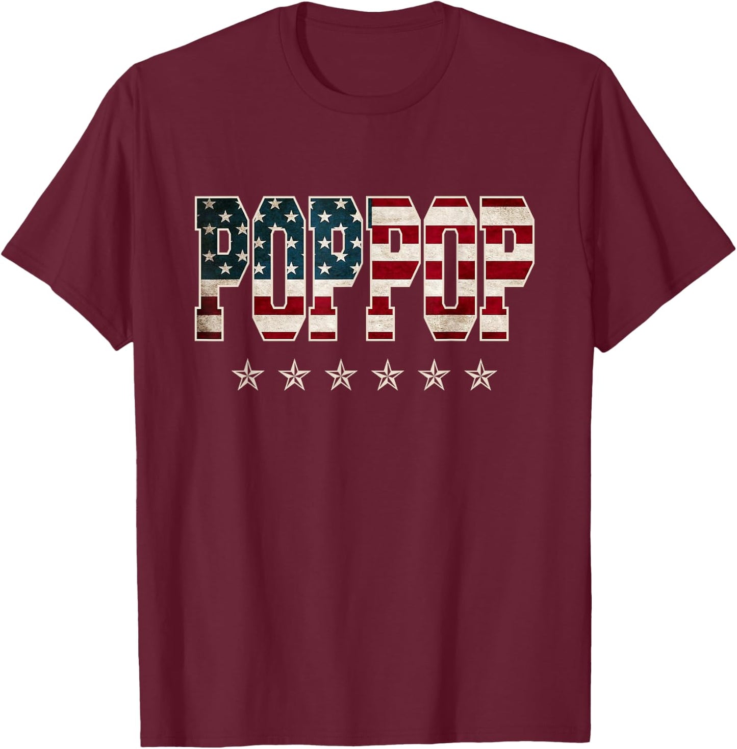 Poppop Father's Day American Flag 4th of July Vintage Xmas T-Shirt - T-Shirt | Maroon