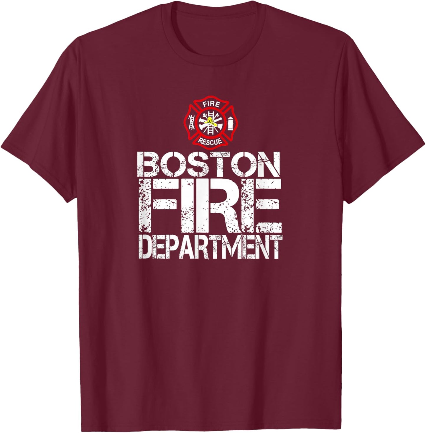 Boston Fire Dept with Florian Cross for Family Kids Adults T-Shirt - T-Shirt | Maroon
