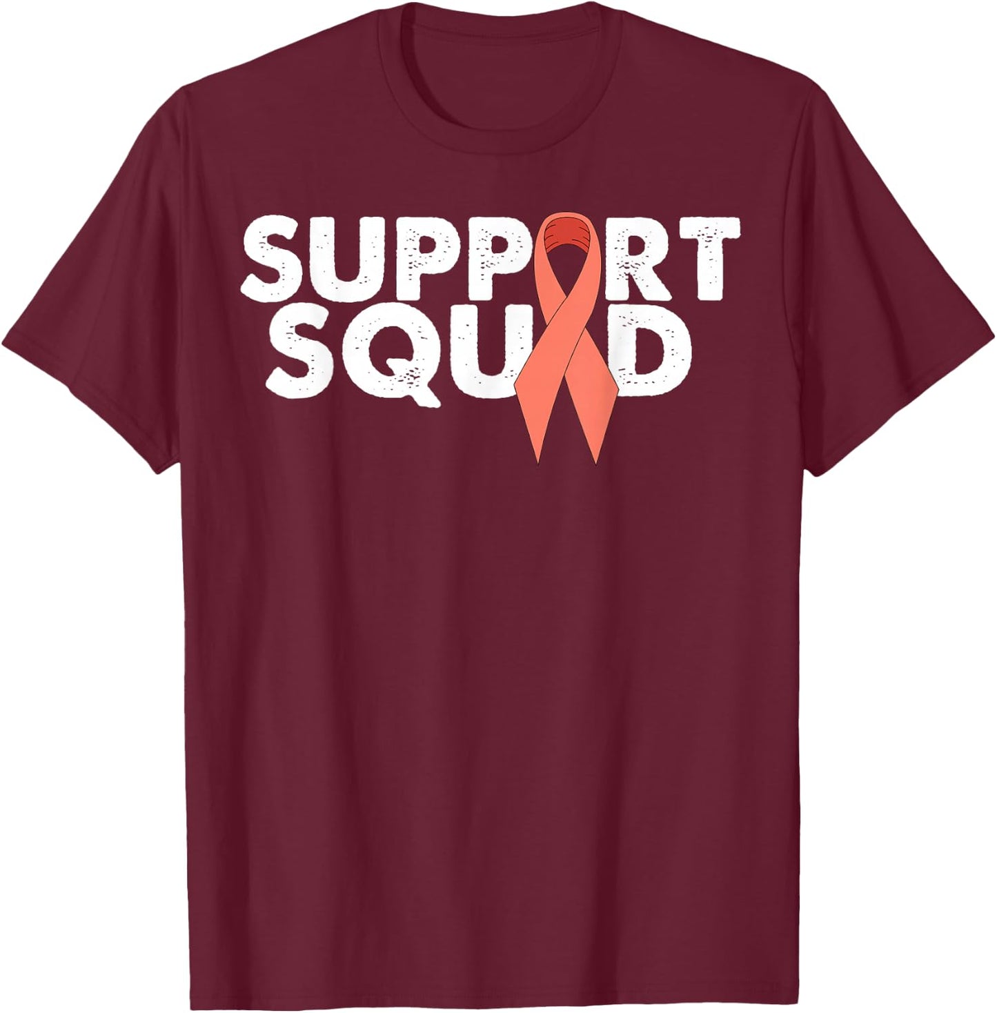Uterine Cancer Support Ribbon T-Shirt - T-Shirt | Maroon