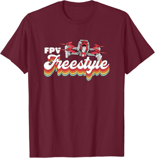 Vintage Quadcopter Racing Retro Fpv Drone Freestyle T-Shirt - T-Shirt | Maroon