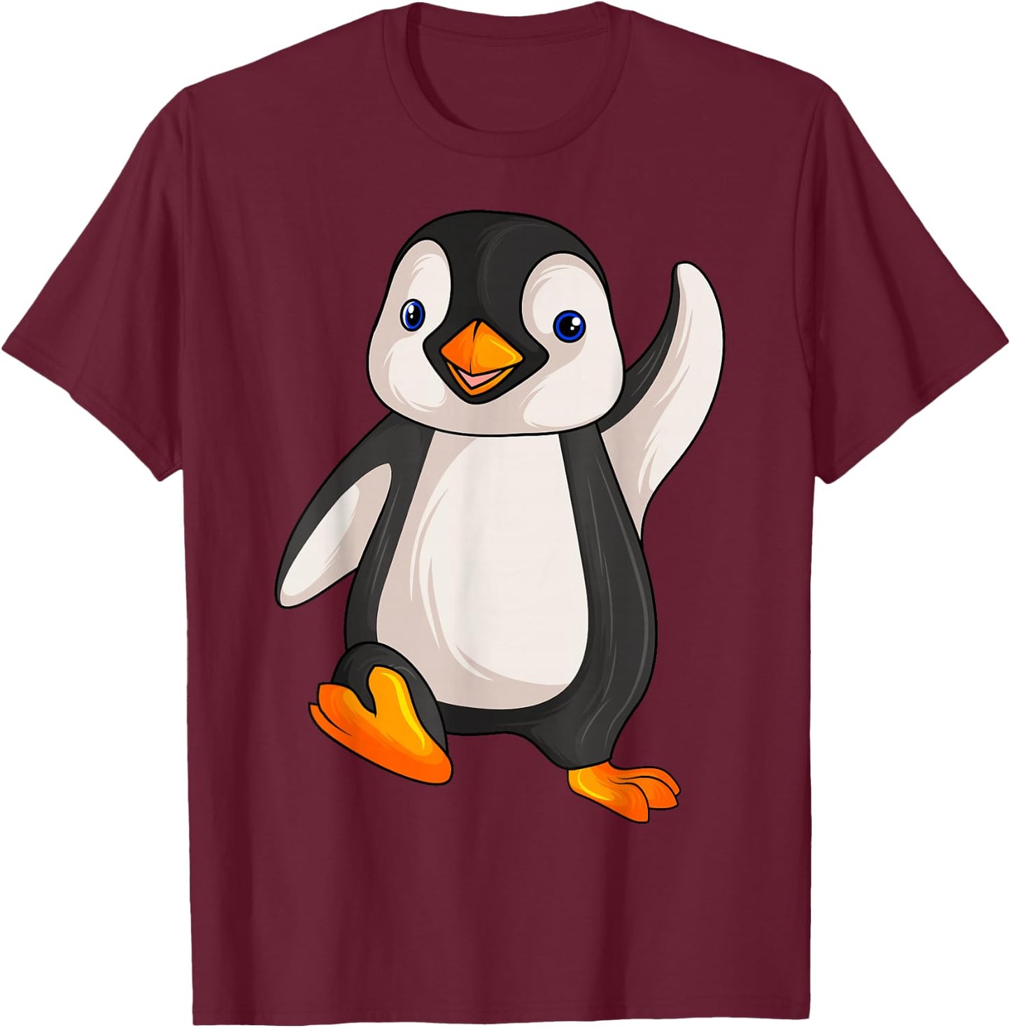 Funny Penguin Apparel Gift Ideas -Adults Kids Children Birthday Gift Penguin Animal Print Black Small Classic Fit Short Sleeve T-Shirt - T-Shirt | Maroon