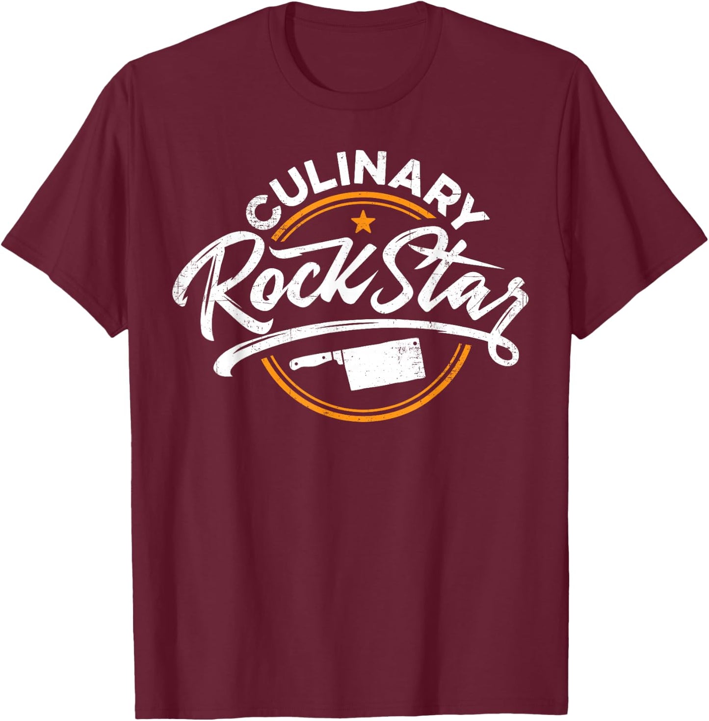 Chef Culinary Rockstar Funny Men Cook Cooking Vintage T-Shirt - T-Shirt | Maroon