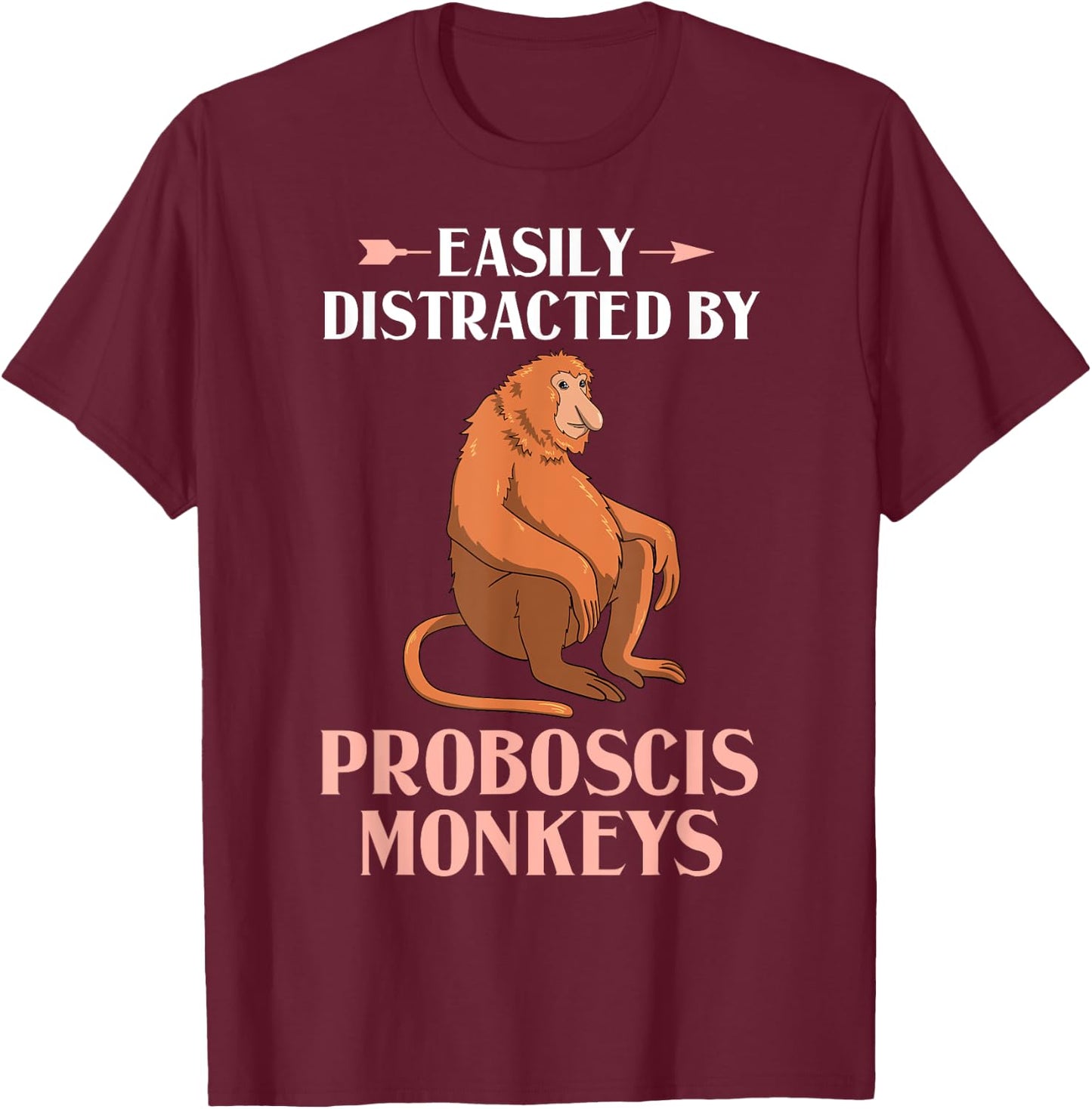 Proboscis Monkey Funny Long Nosed Monkeys T-Shirt - T-Shirt | Maroon
