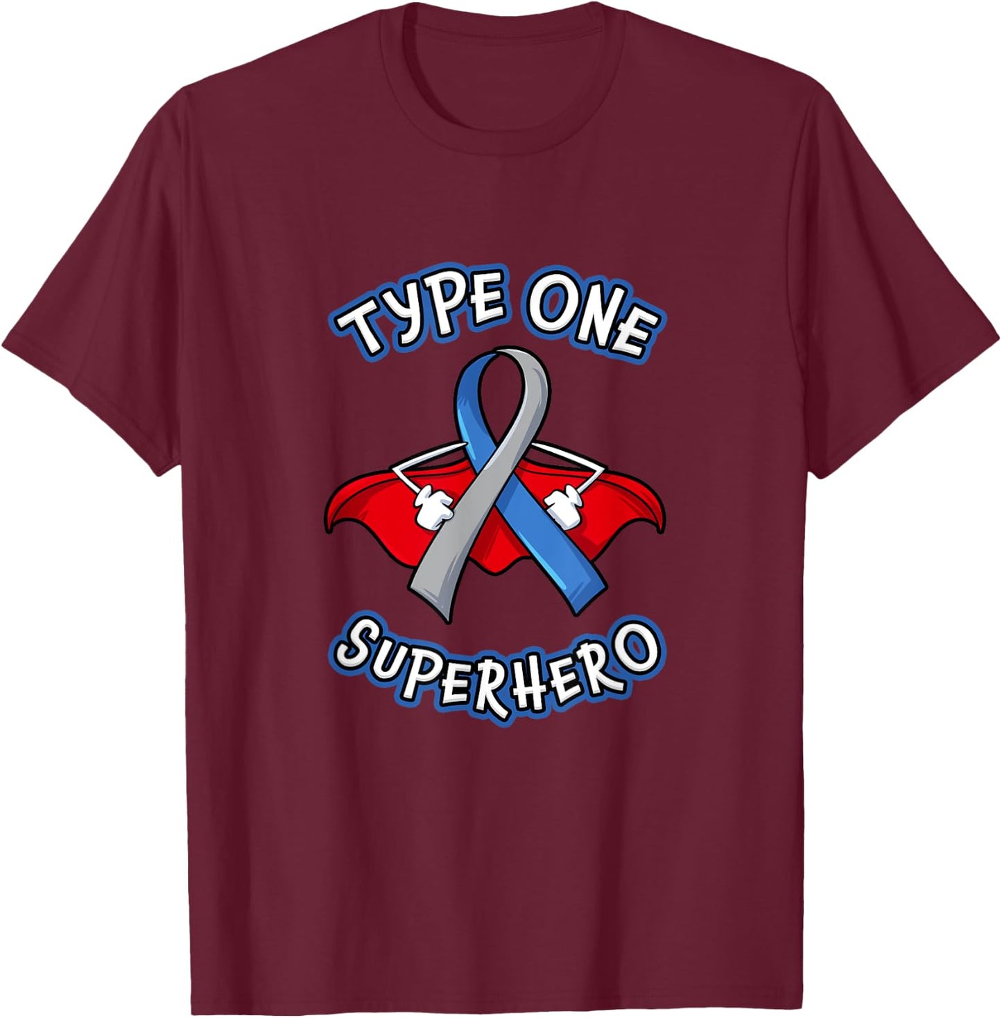 Type 1 Diabetes Superhero Awareness Diabetic Boys Girls T-Shirt - T-Shirt | Maroon