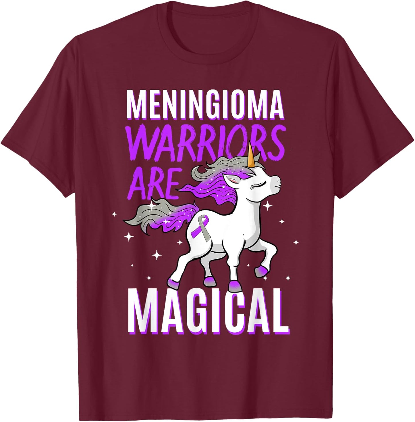 Warriors Are Magical Meningioma Brain Tumor Cancer Awareness T-Shirt - T-Shirt | Maroon