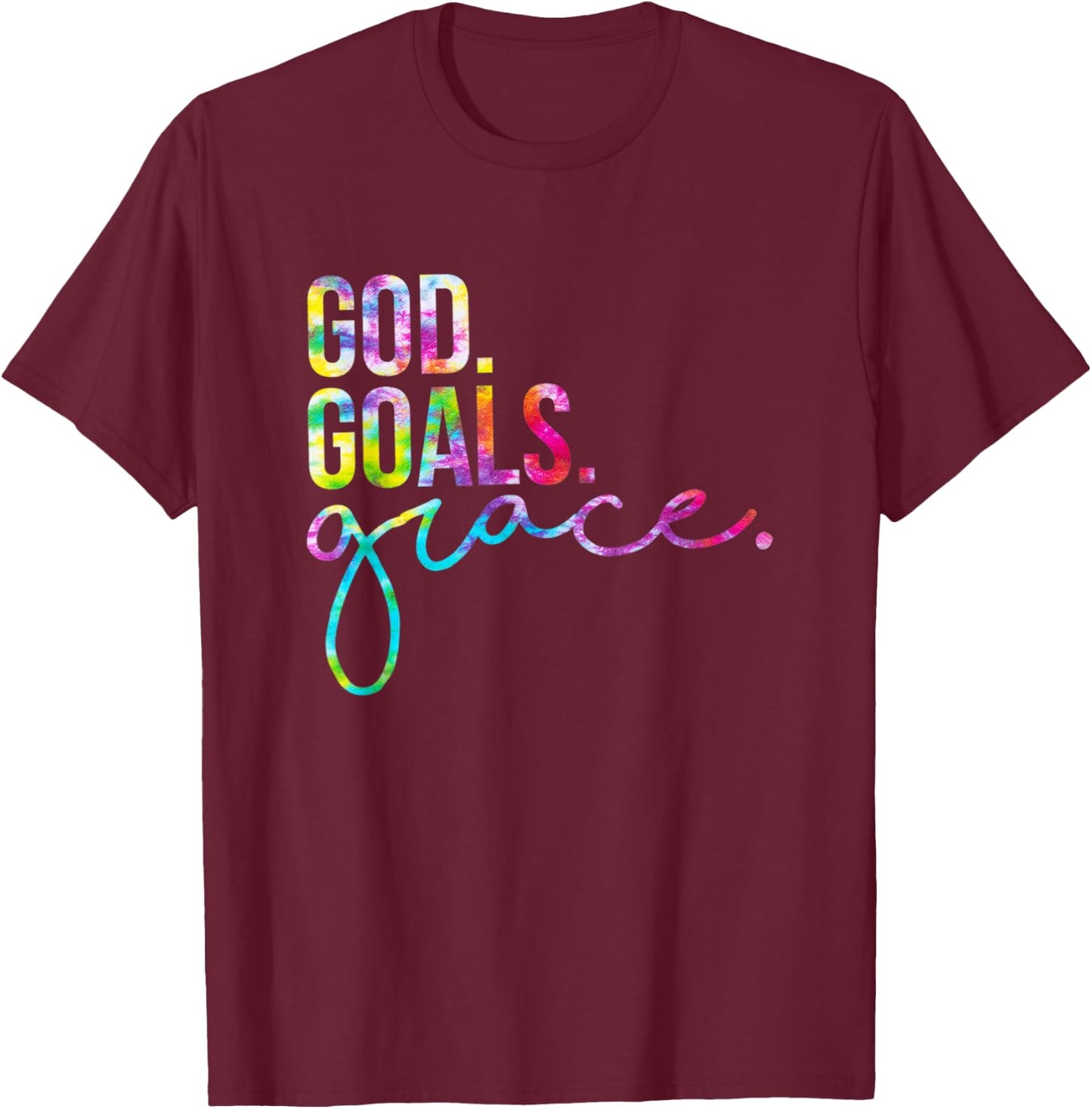 God Goals Grace, Christian Workout Tank, Christian , Mom T-Shirt - T-Shirt | Maroon