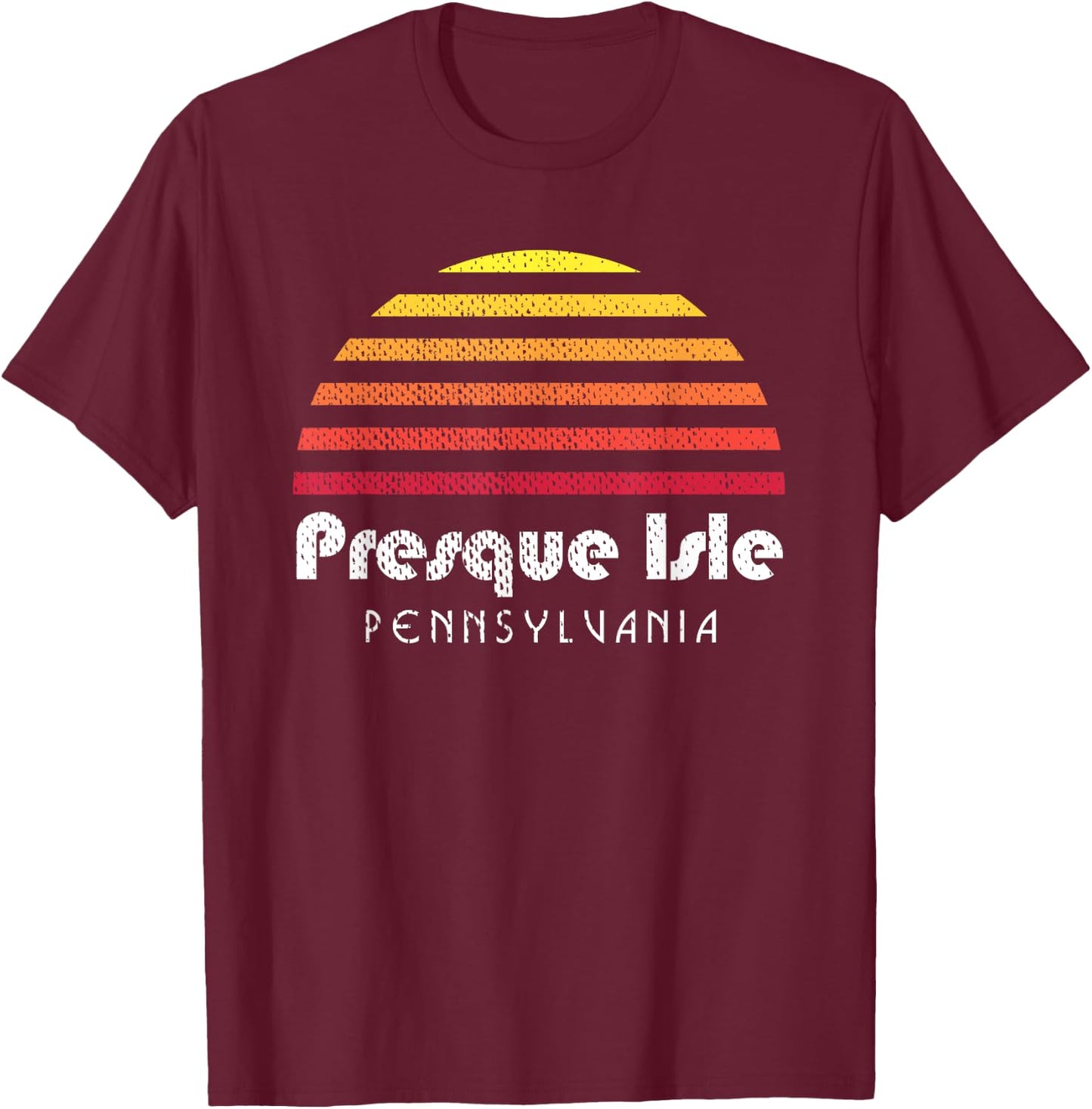 Presque Isle Erie Pa Sunset Retro T-Shirt - T-Shirt | Maroon