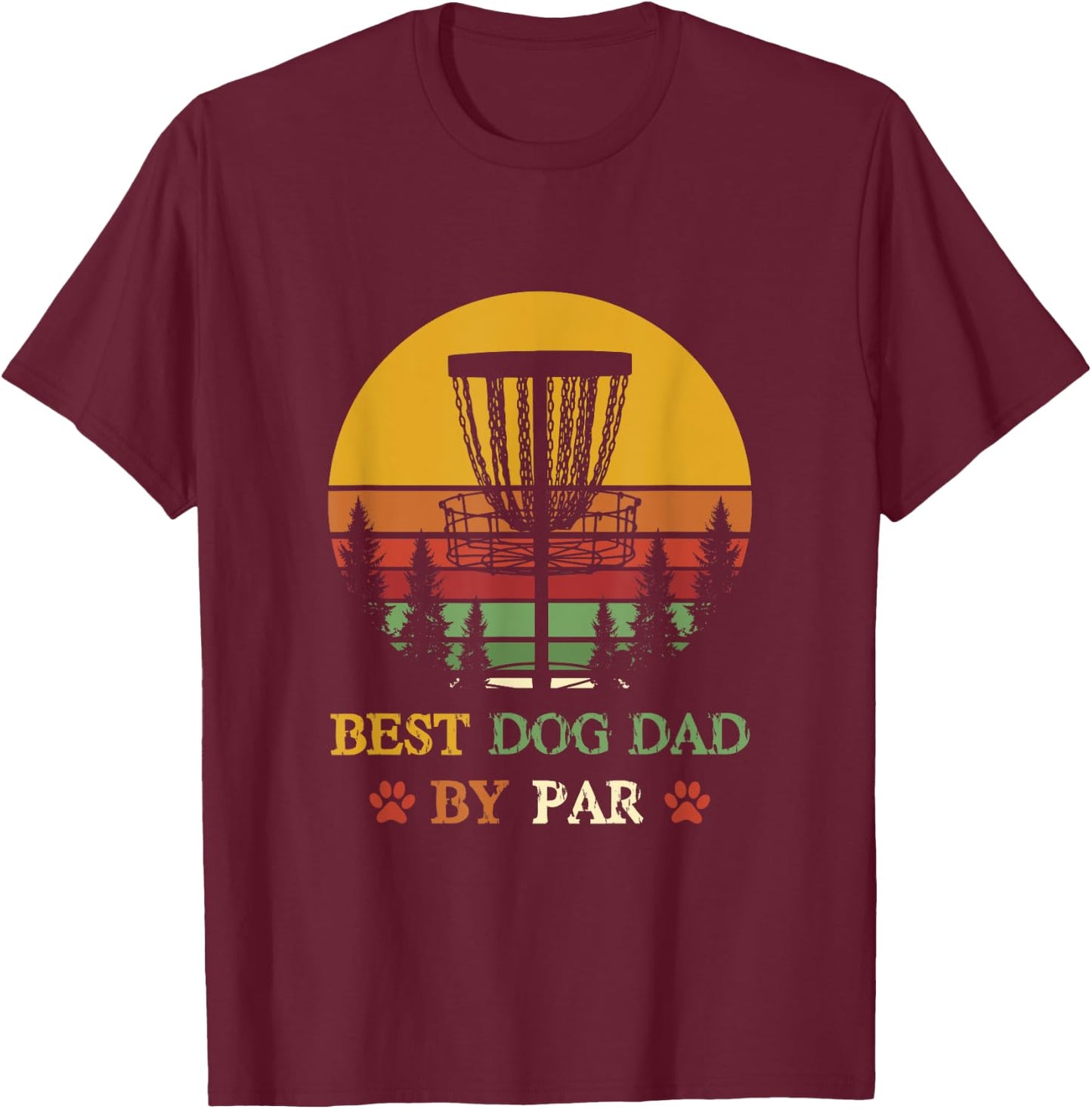 Best Dog Dad by Par Funny Retro vintage Frisbee Golf Disc Men Women Girls Kids T-Shirt - T-Shirt | Maroon