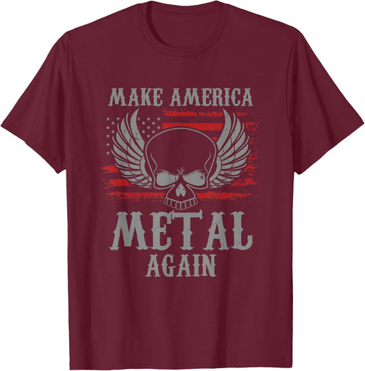 Make America Metal Again Heavy Metal Rock Gift T-Shirt - T-Shirt | Maroon